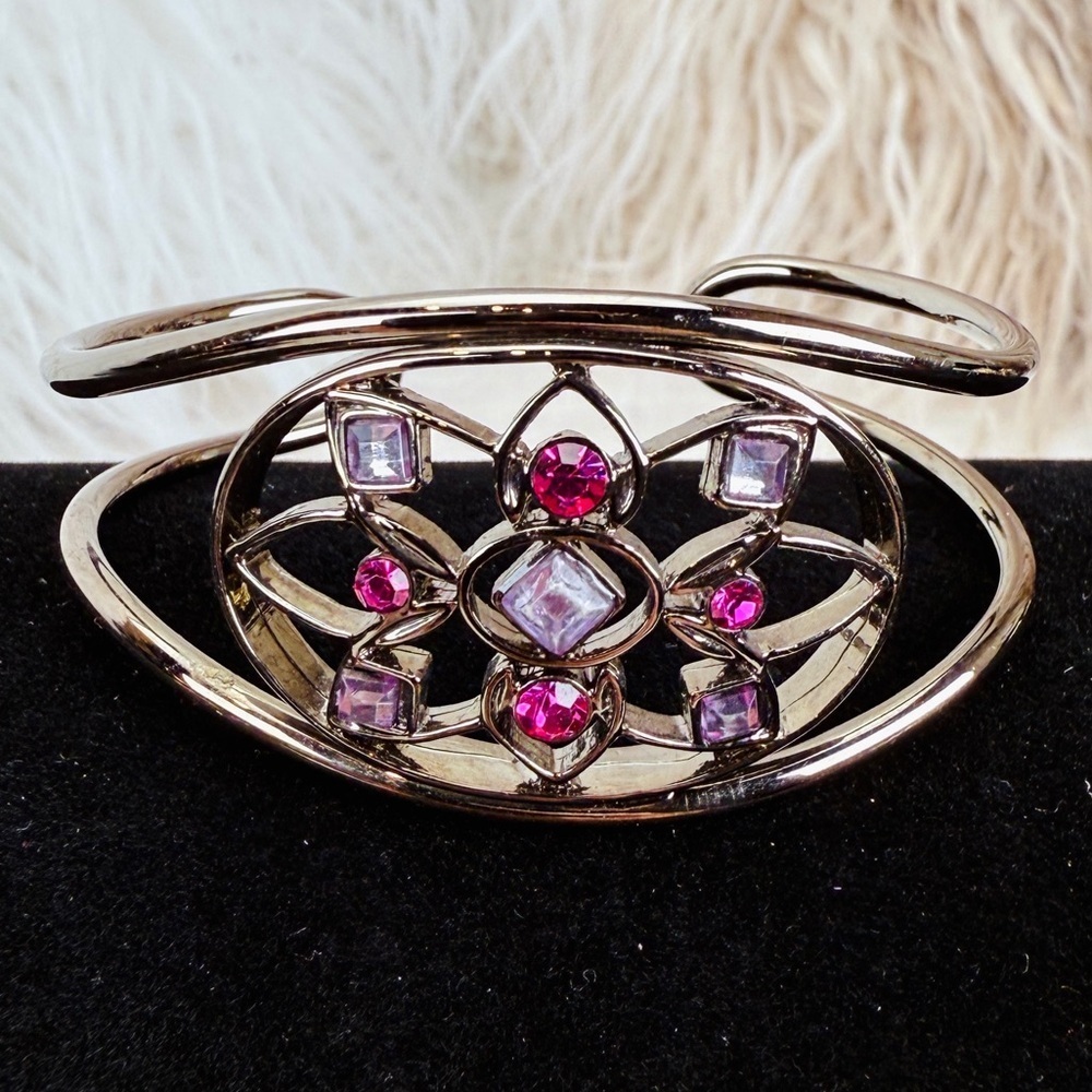 Gunmetal, pink and purple cuff Bracelet